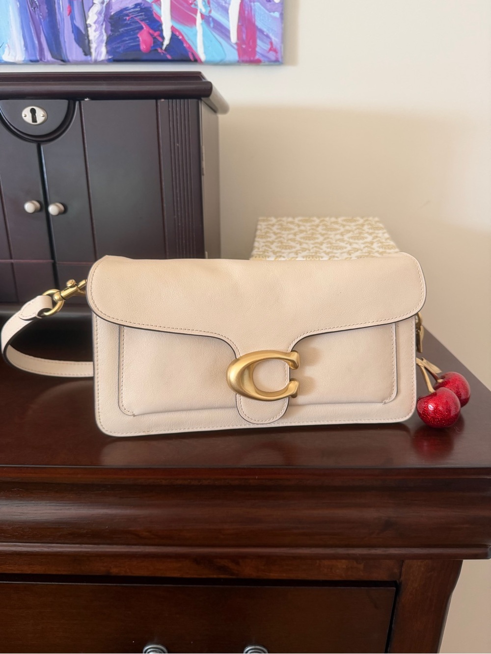 Coach Tabby 26 Soft Beige Leather Shoulder Bag